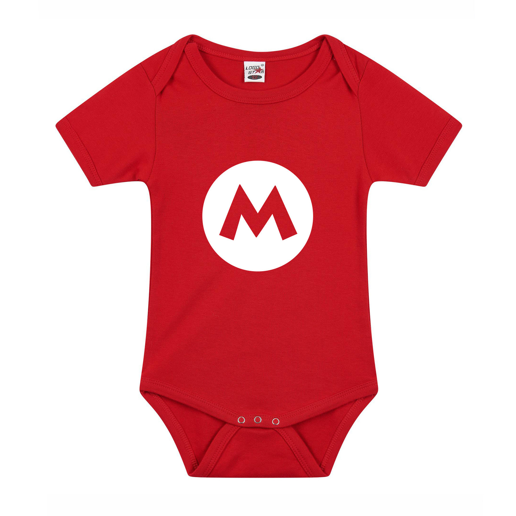 Verkleed kraamcadeau - baby rompertje - Mario M - rood - jongen/meisje - coole babykleding