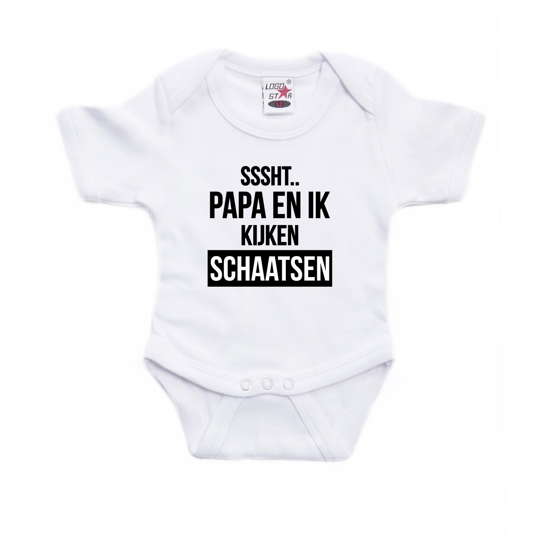 Sssht kijken schaatsen verkleed/cadeau baby rompertje wit jongens/meisjes EK / WK supporter