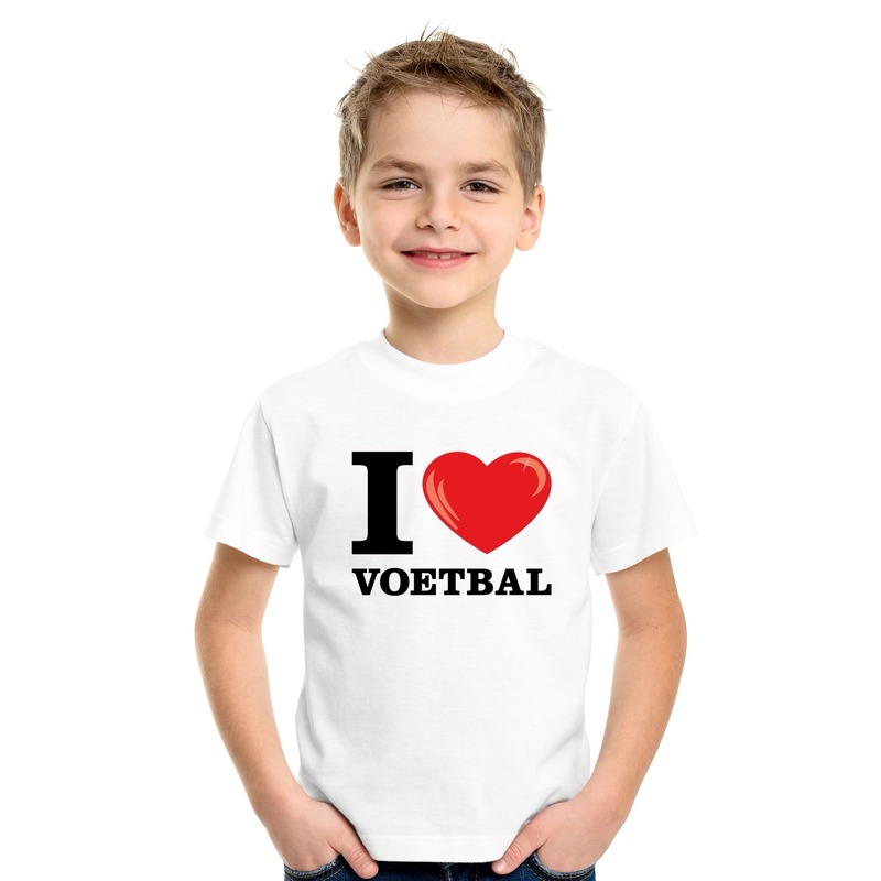 Wit I love voetbal t-shirt kinderen