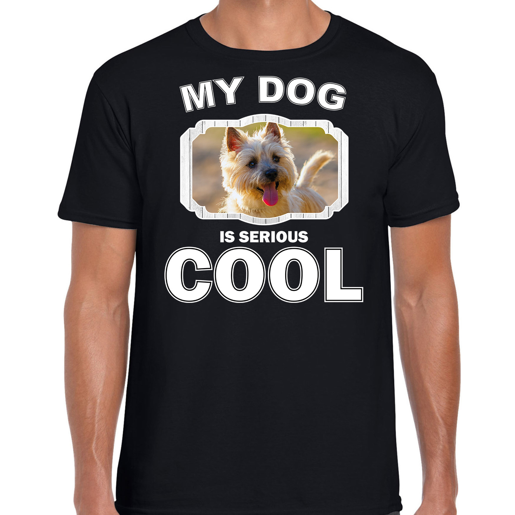 Cairn terrier honden t-shirt my dog is serious cool zwart voor heren