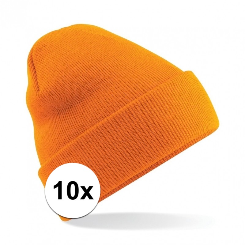 10x Basic winter muts oranje