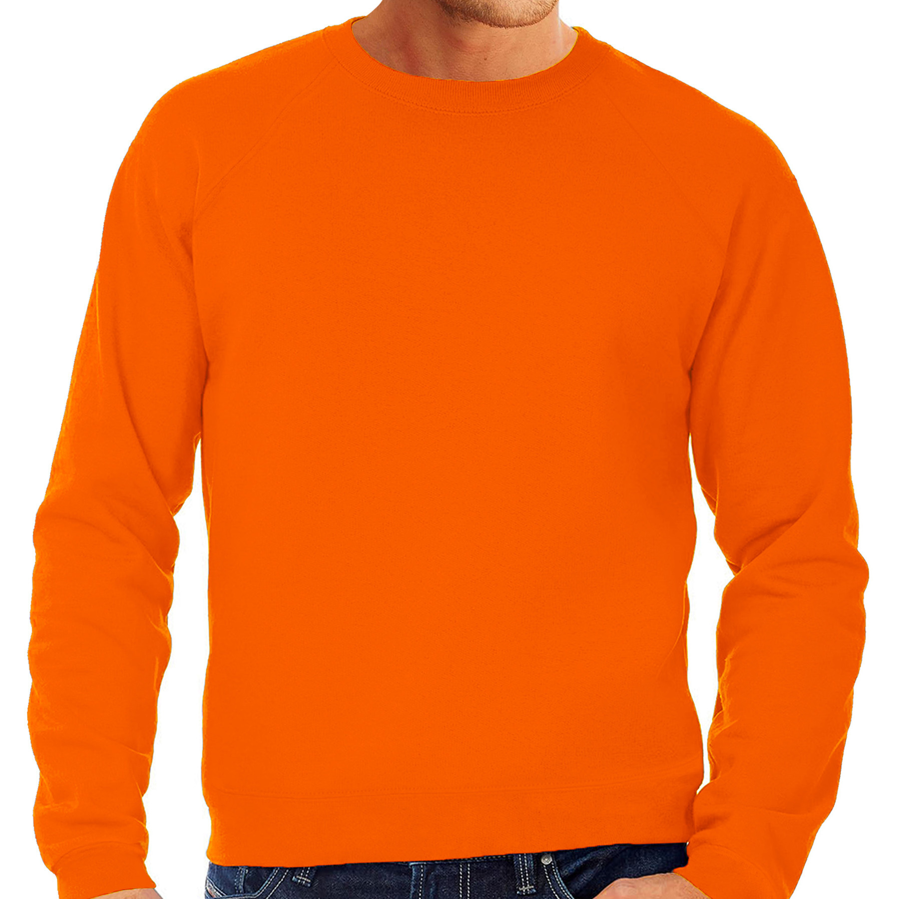 Fruit of the Loom sweater / sweatshirt - oranje - trui met raglan mouwen - ronde hals - heren