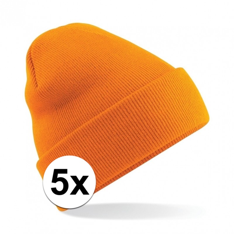 5x Basic schaatsmuts oranje