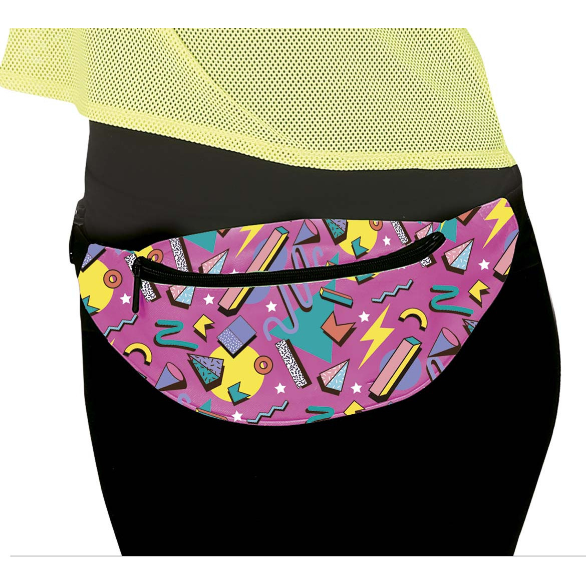 Foute 80s/90s print party heuptasje - roze - jaren 80/90 verkleed accessoires - volwassenen