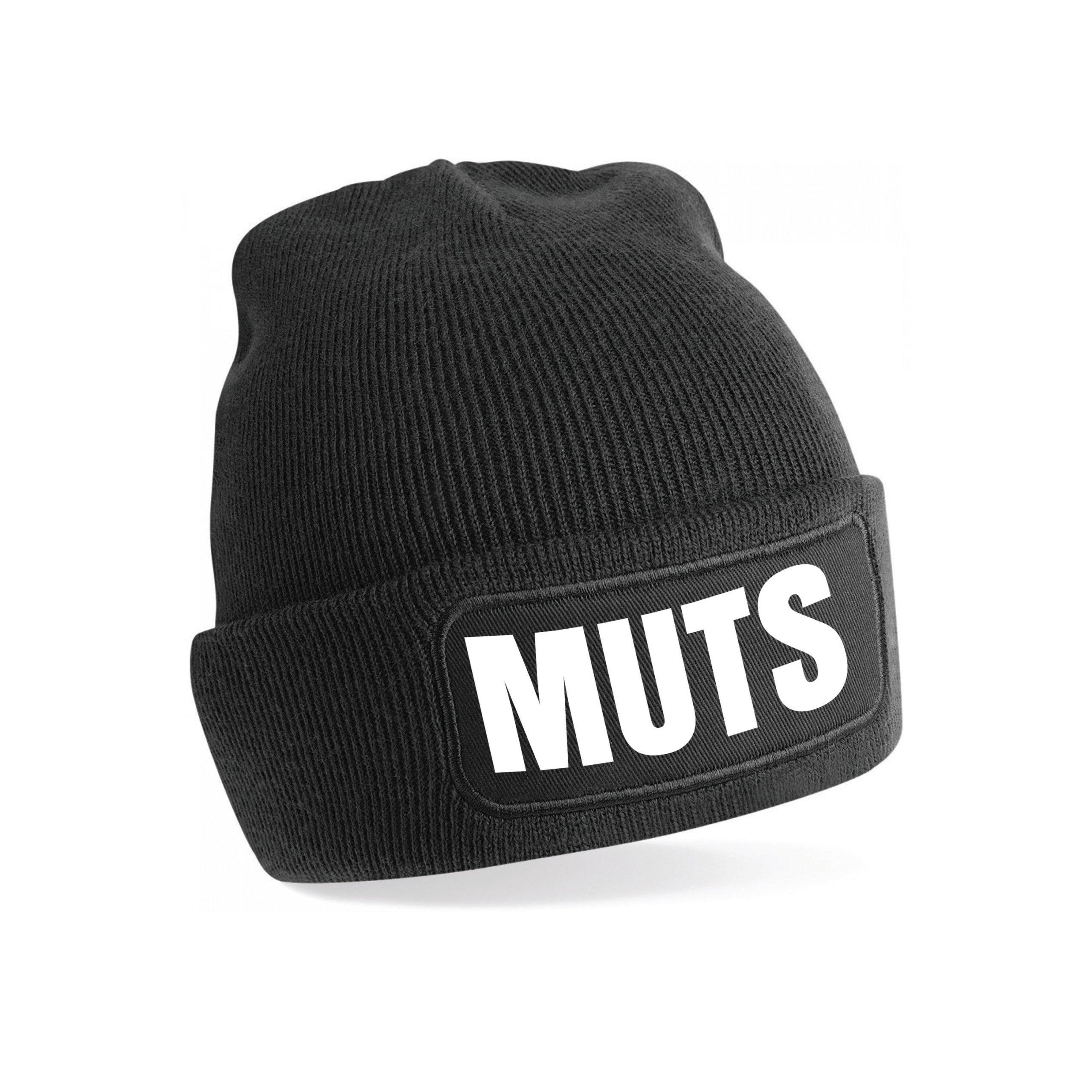 Muts/beanie met grappige tekst - one size - unisex - zwart