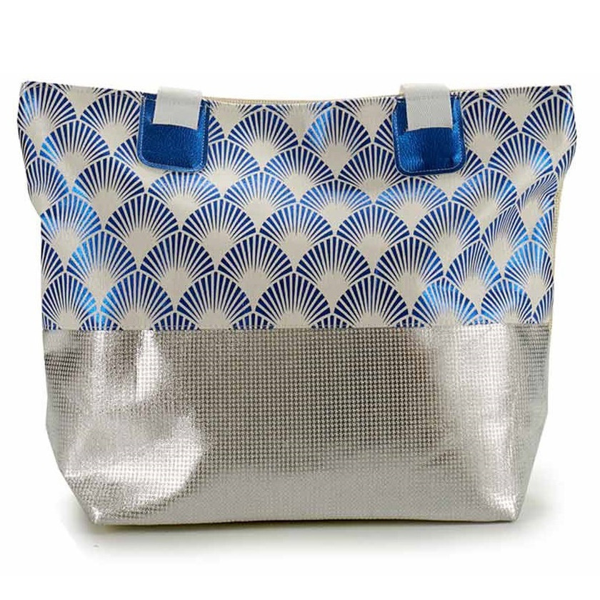 Strandtas Carribean - blauw - glanzend - 37 x 49 cm - Strandshoppers - van polyester