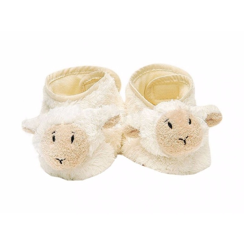 Happy Horse Baby Lammy slofjes - wit - pluche - lammetje/schapen sloffen - kraamcadeau