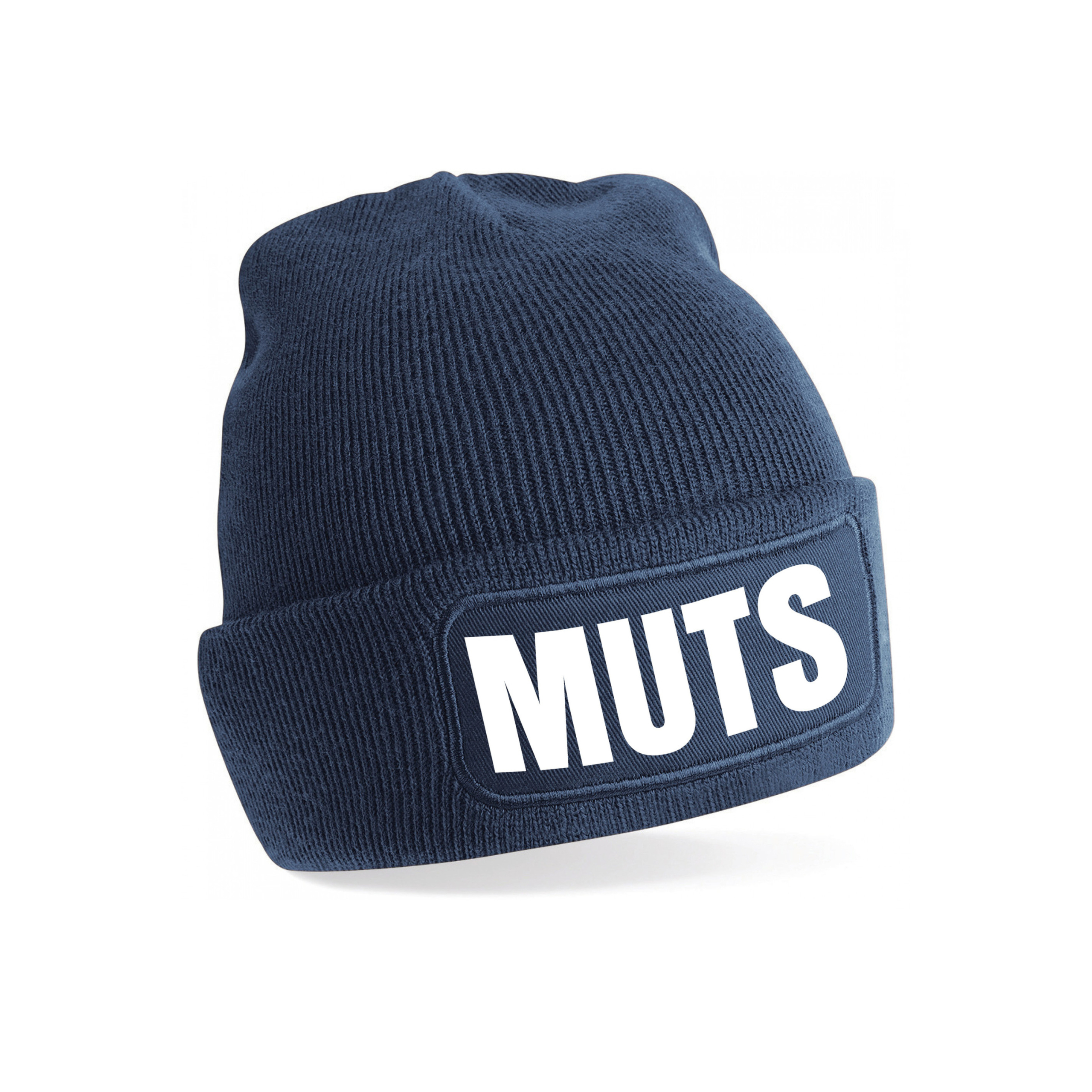 Muts/beanie met grappige tekst - one size - unisex - navy