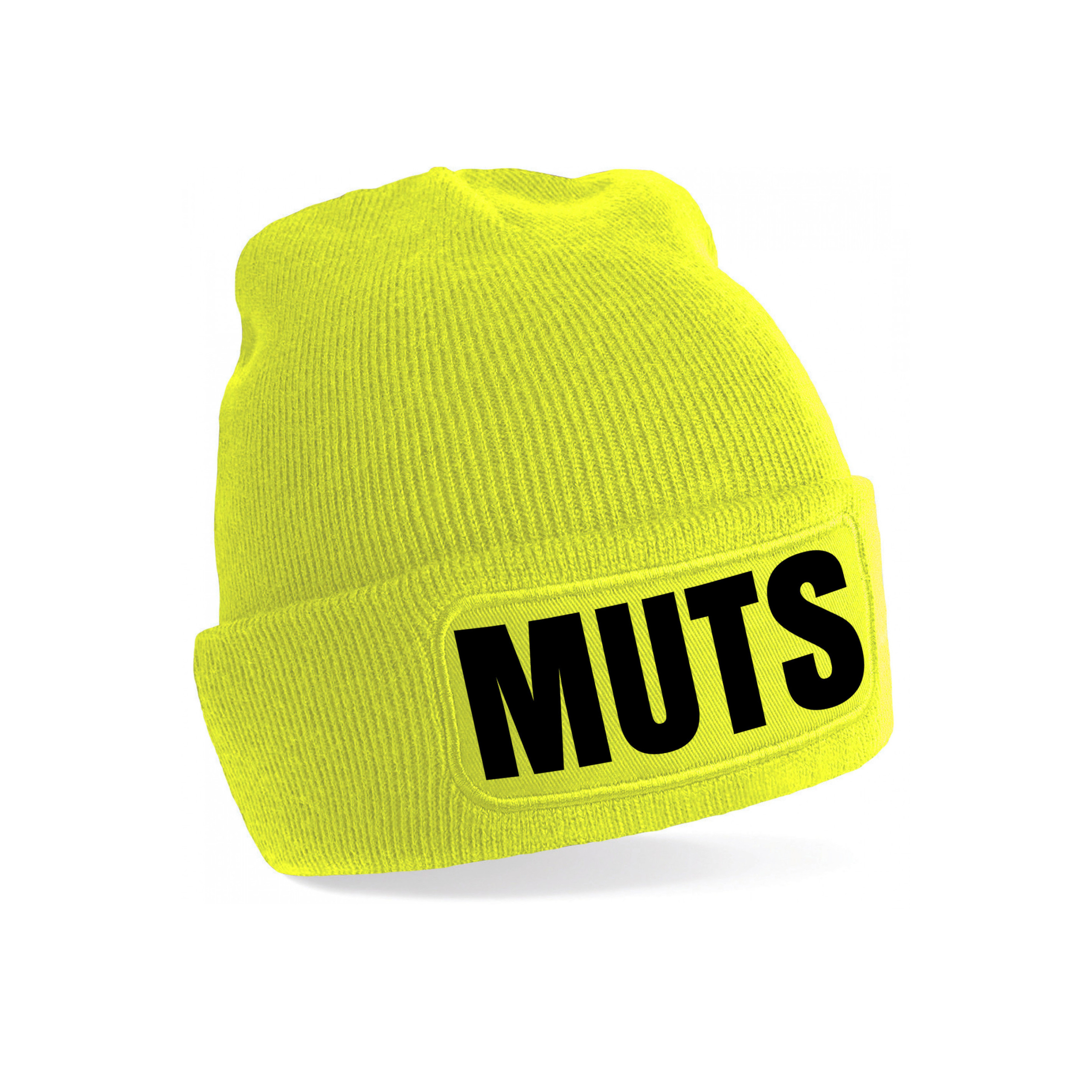 Muts/beanie met grappige tekst - one size - unisex - geel
