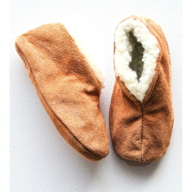 Bernardino - Spaanse kinder sloffen - beige - Gevoerd - Suede/wol - De enige echte