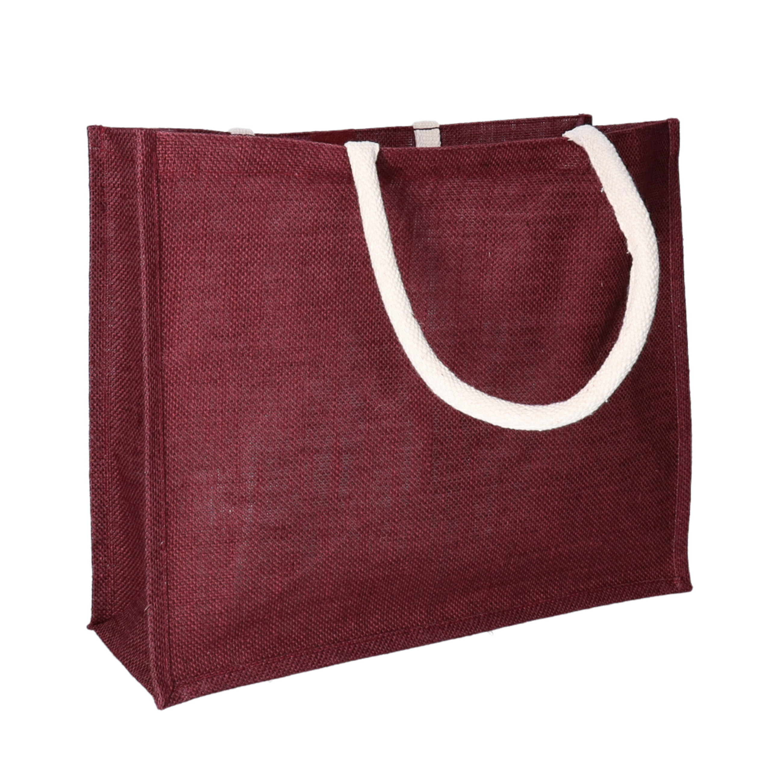 Jute boodschappen strandtas - bordeaux rood - 42 x 36 cm - Strandartikelen beach bags/shoppers