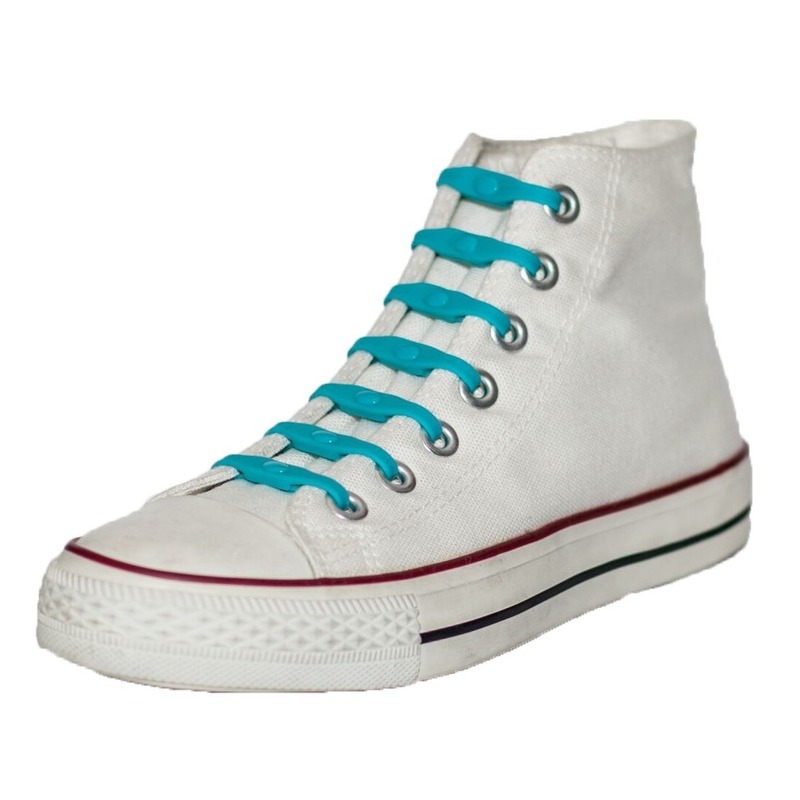 Shoeps elastische veters - 14x - aqua - sneakers/sportschoenen - geen strikken nodig