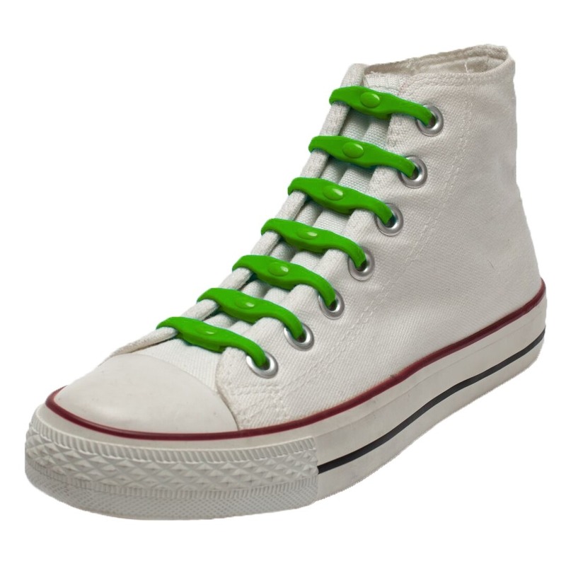 Shoeps elastische veters - 14x - groen - sneakers/sportschoenen - geen strikken nodig