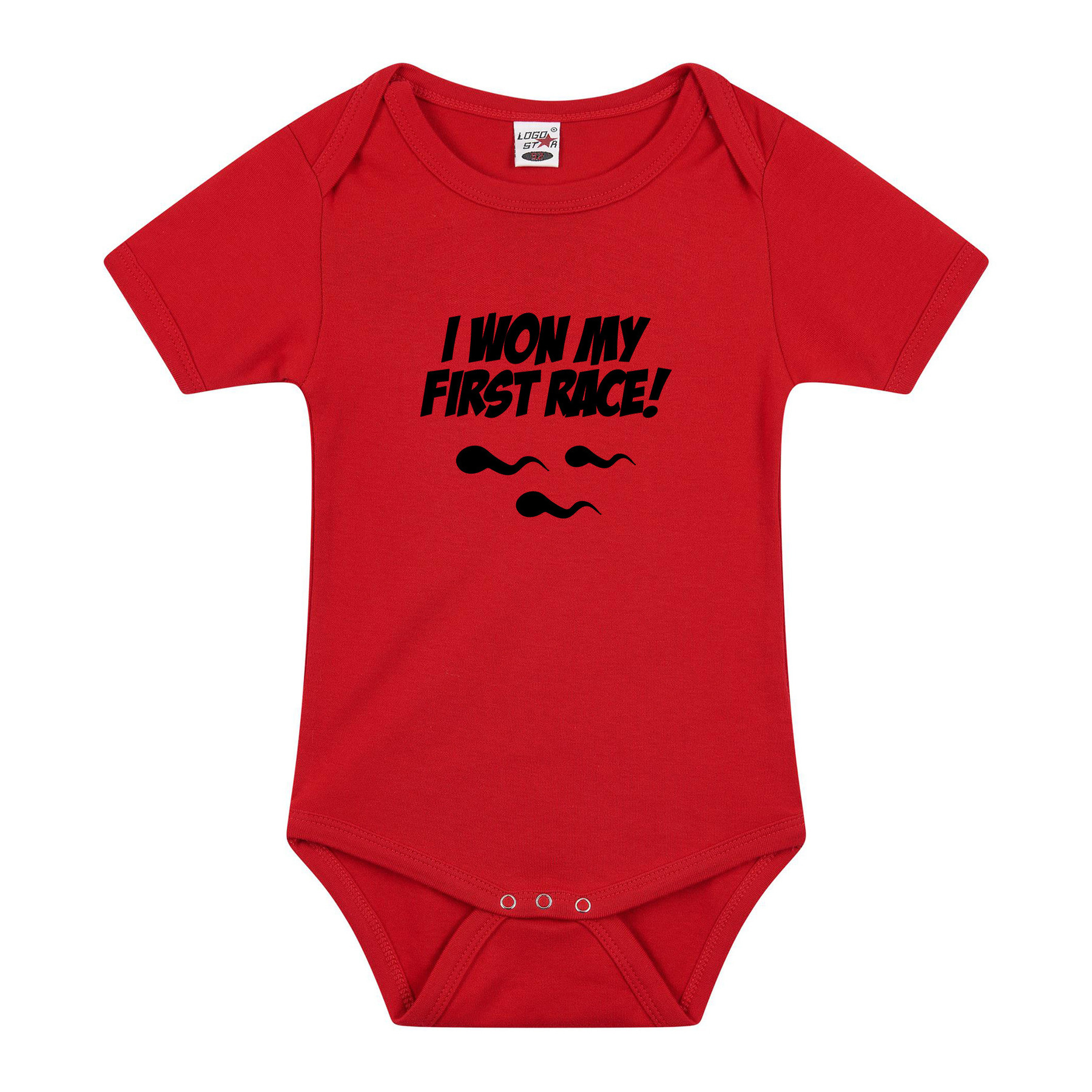 I won my first race cadeau baby rompertje rood jongen/meisje