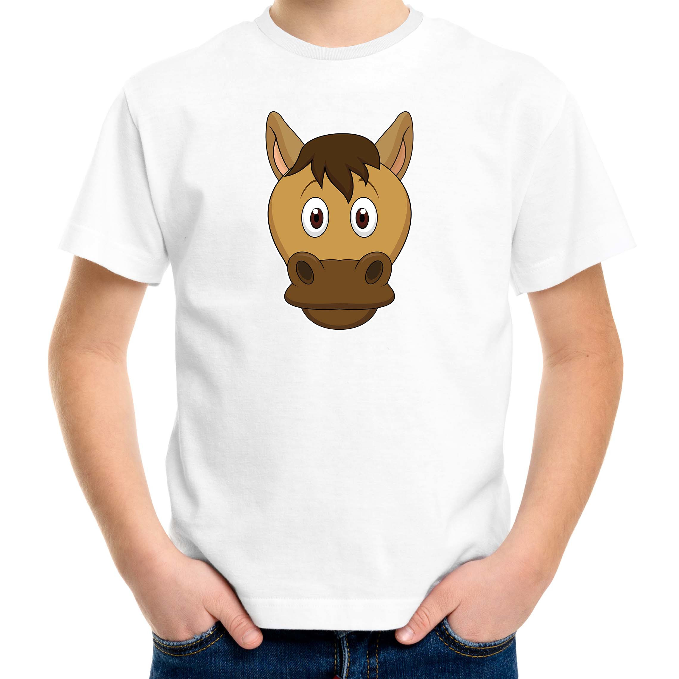 Cartoon paard t-shirt wit voor jongens en meisjes - Cartoon dieren t-shirts kinderen