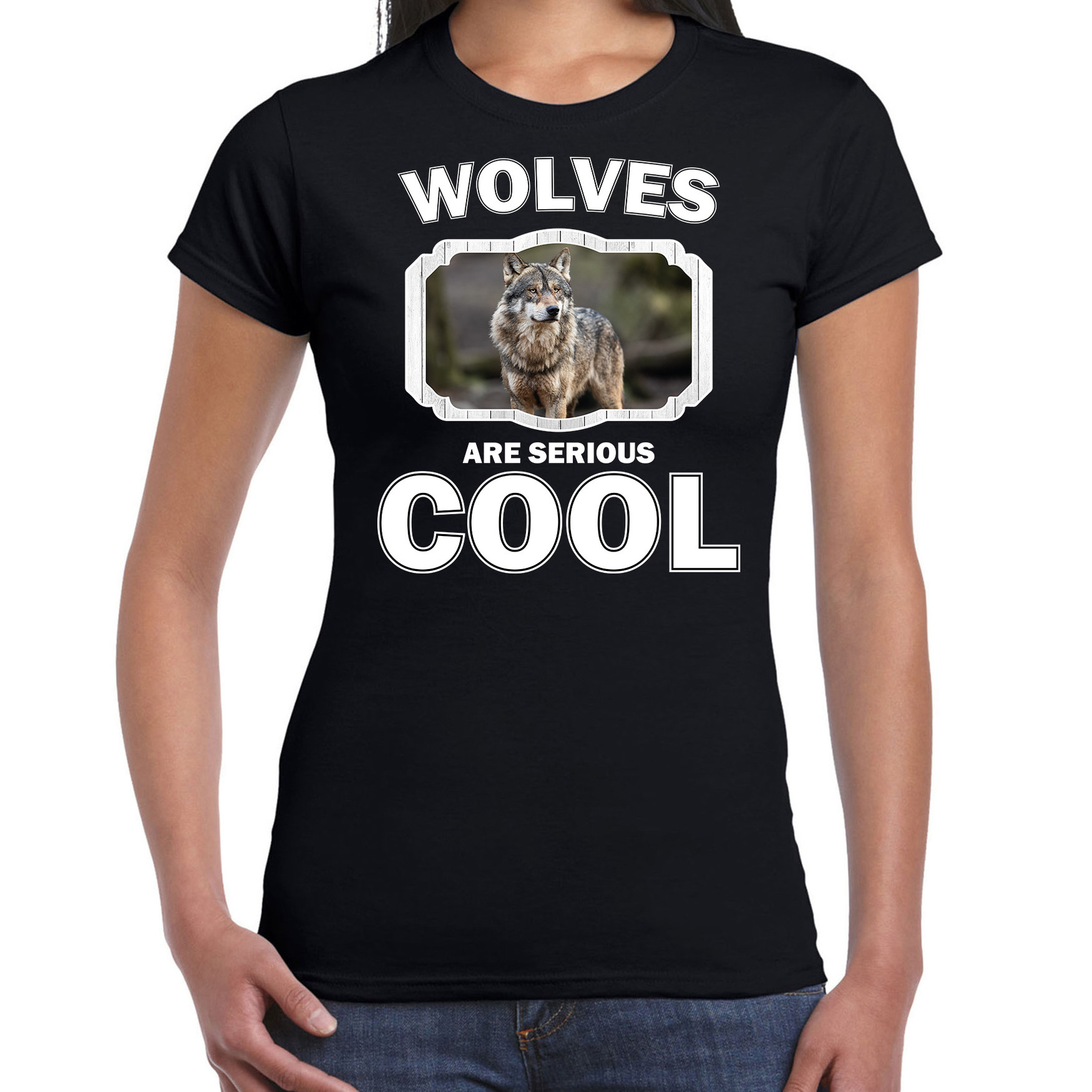 Dieren wolf t-shirt zwart dames - wolfs are cool shirt