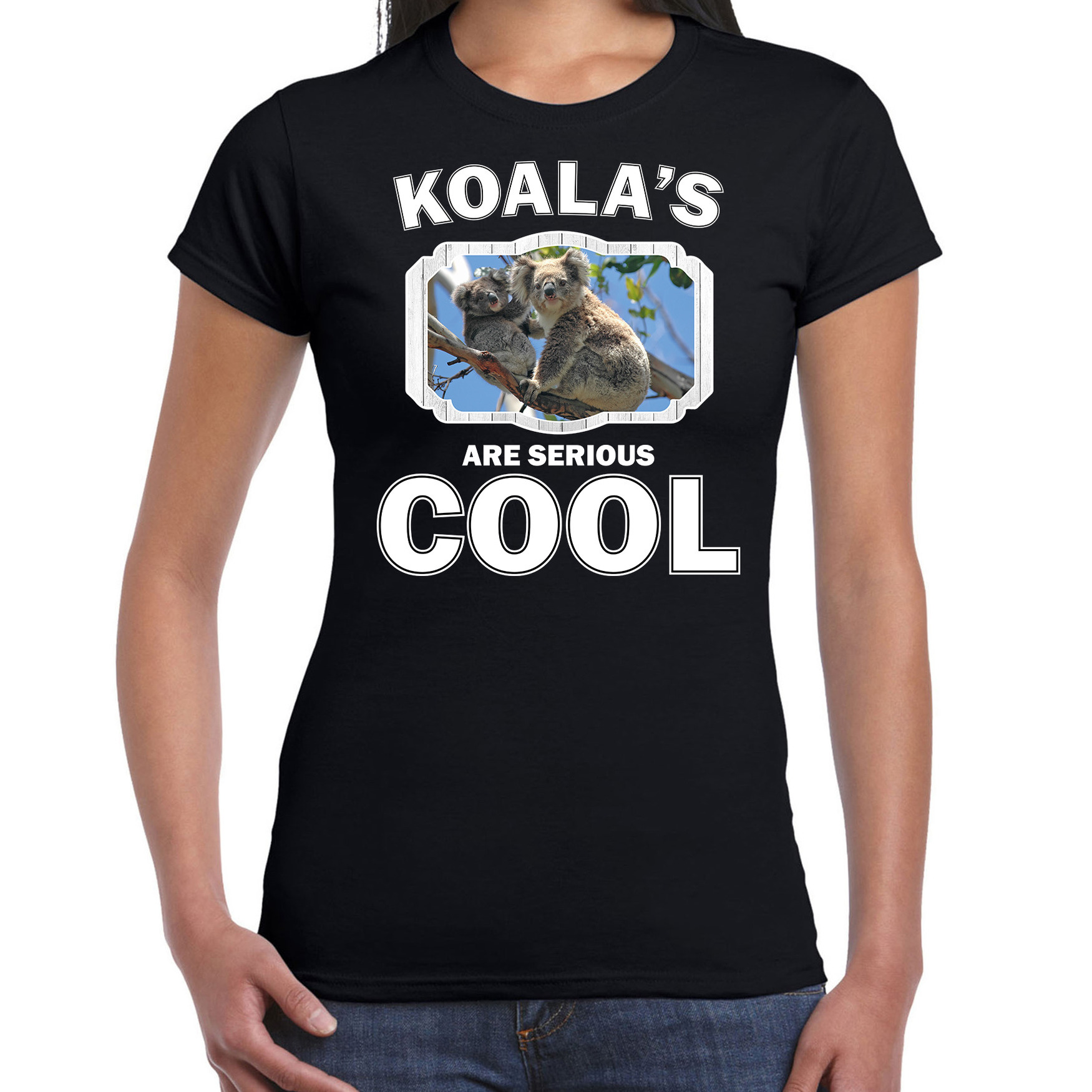 Dieren koala beer t-shirt zwart dames - koalas are cool shirt