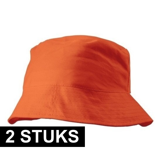2x vissershoedje - oranje - zonnehoedje - 57-58 cm - koningsdag / oranje supporter pet