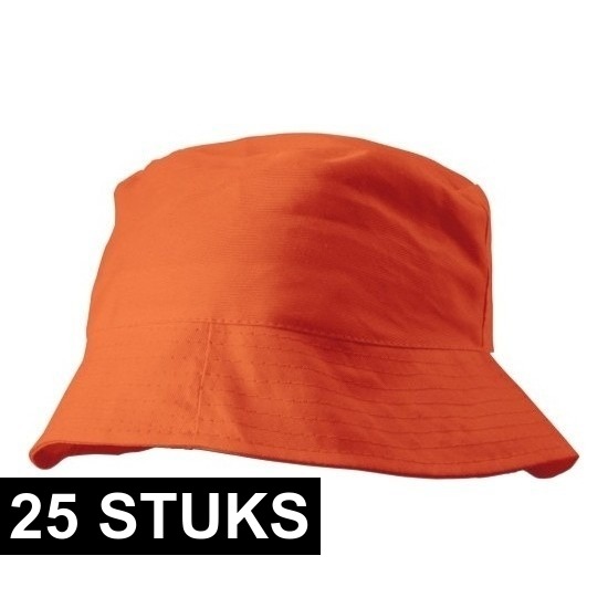 25x vissershoedje - oranje - zonnehoedje - 57-58 cm - koningsdag / oranje supporter pet
