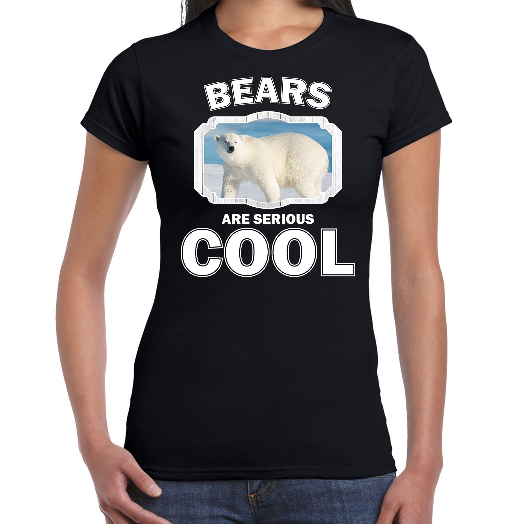 Dieren grote ijsbeer t-shirt zwart dames - bears are cool shirt
