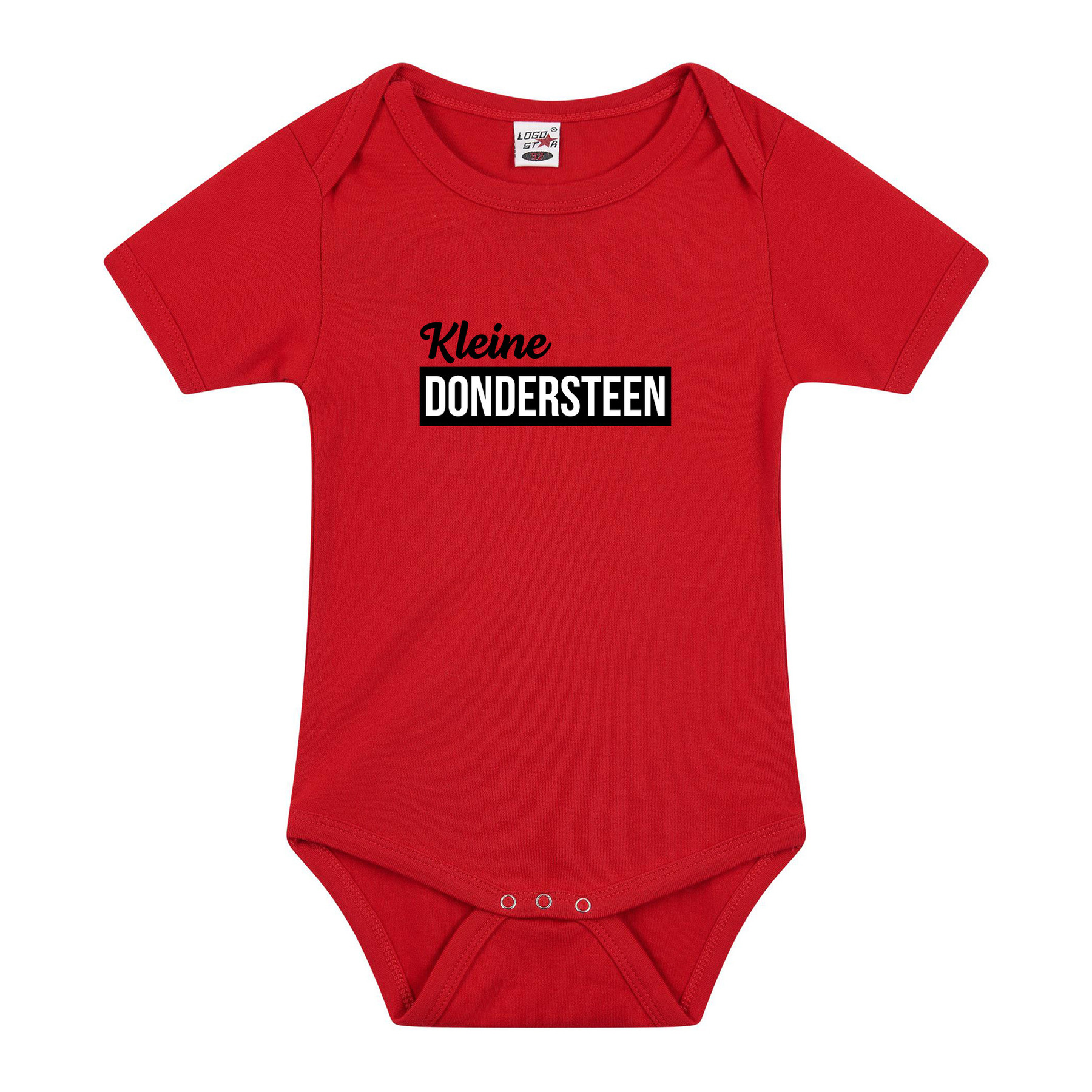 Kleine dondersteen cadeau baby rompertje rood jongen/meisje