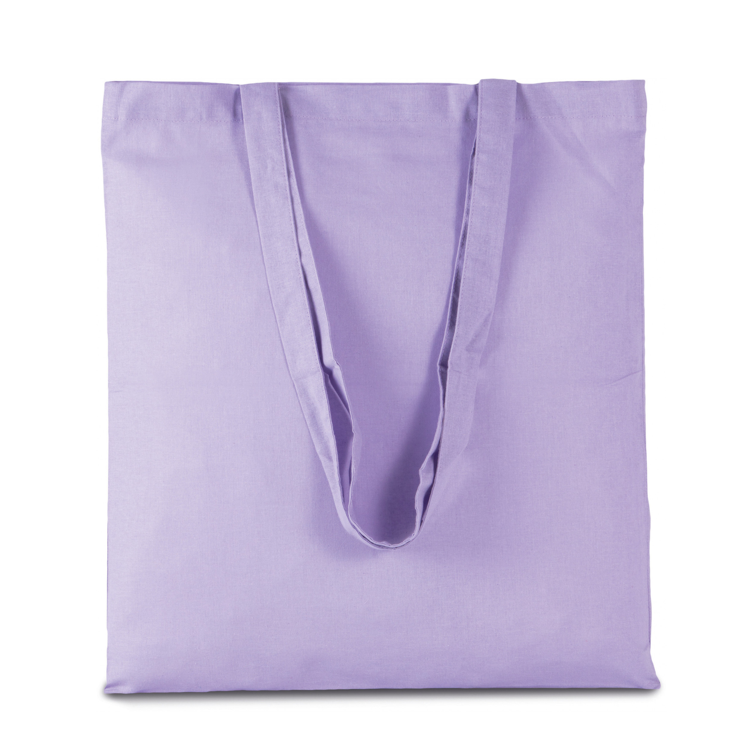 Katoenen schoudertasje - lila paars - 38 x 42 cm - Boodschappentas - met hengsels