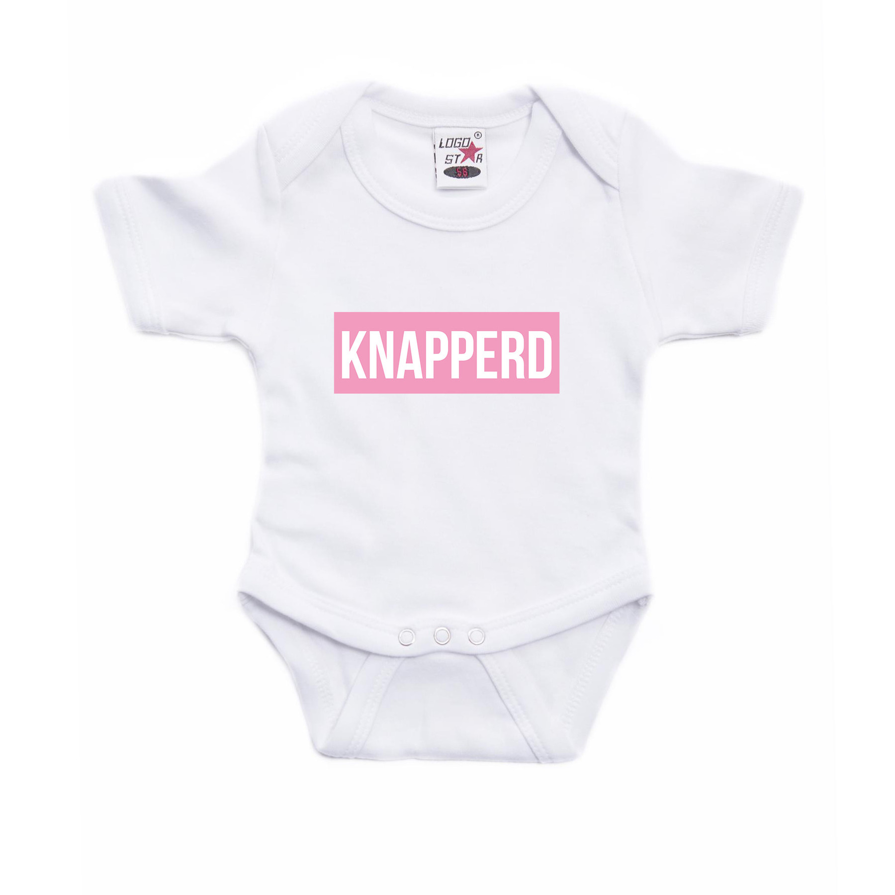 Knapperd cadeau baby rompertje roze/wit meisjes