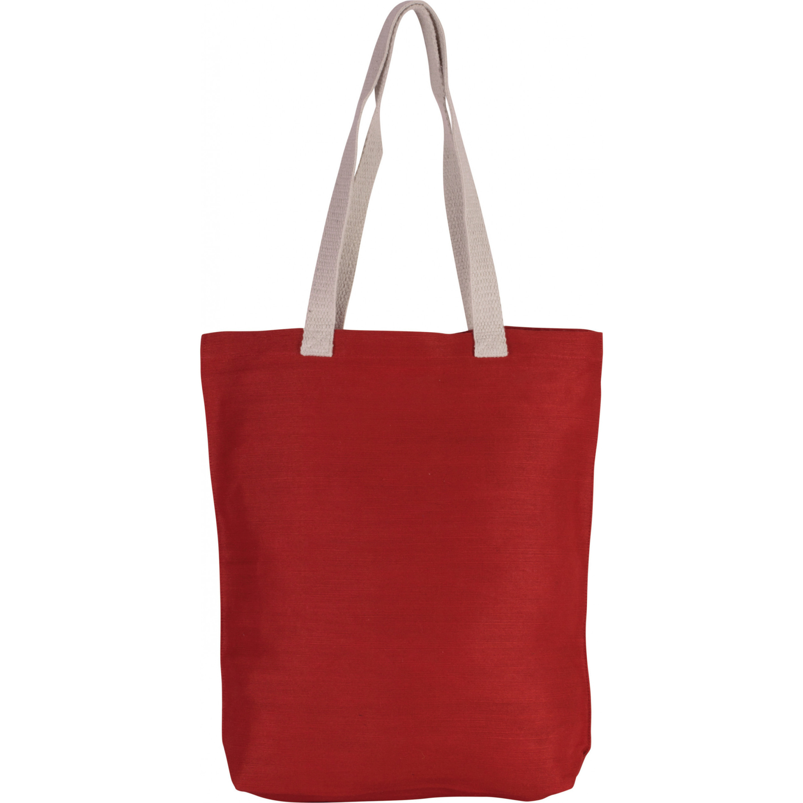 Jute canvas katoenen schoudertasje - rood - 38 x 42 cm - Boodschappentas