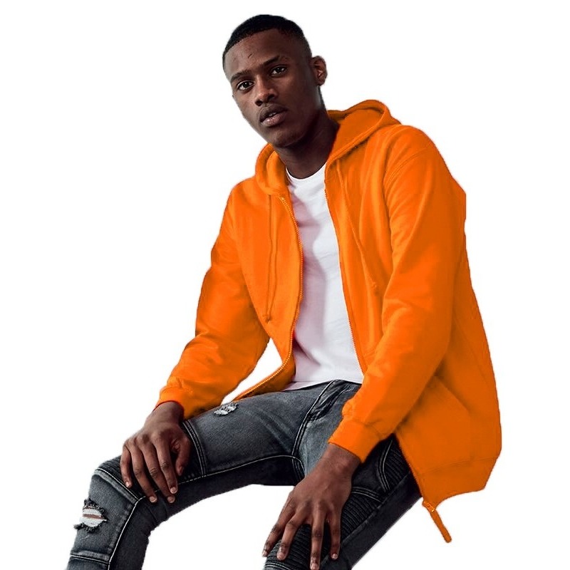 Oranje vest - met capuchon - heren - jasje - herenvest - ritssluiting