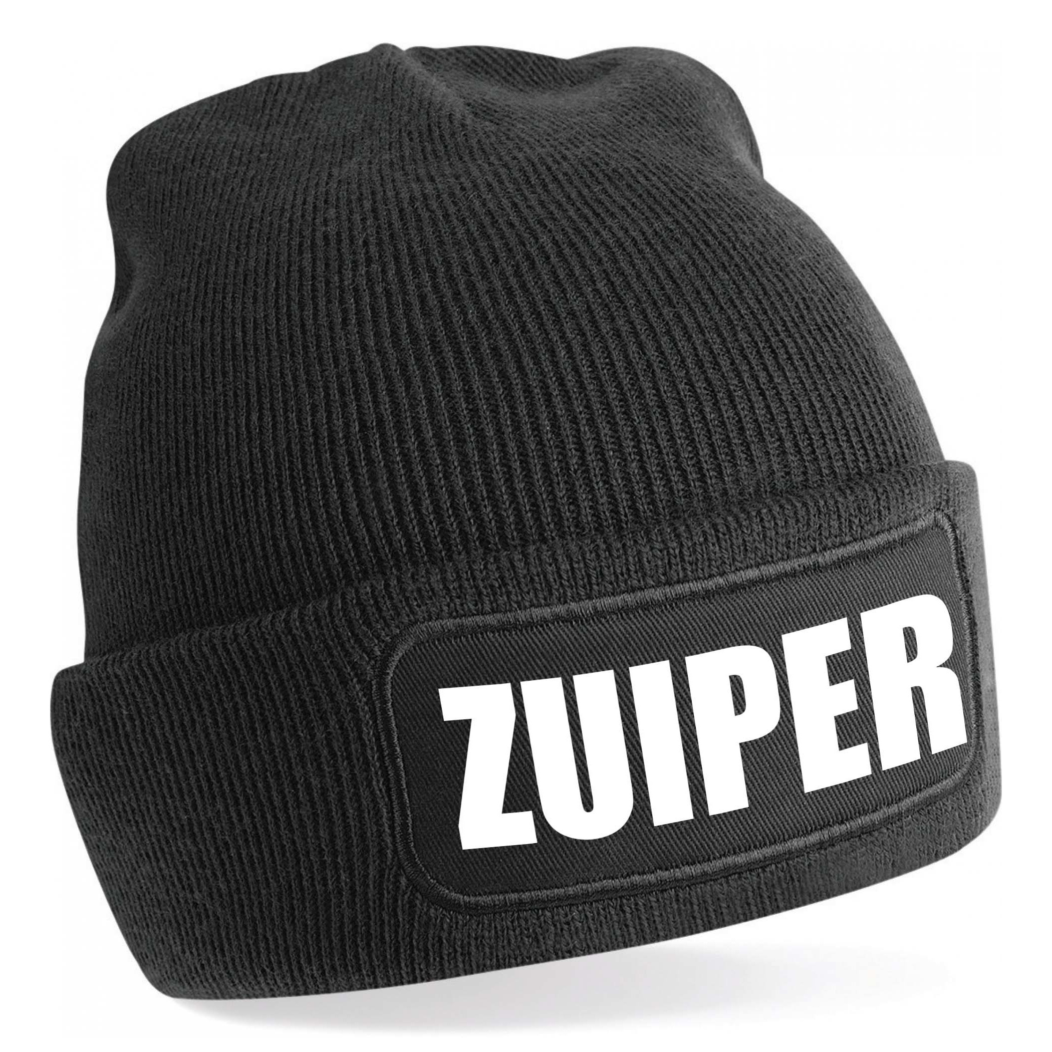 Muts zuiper zwart voor volwassenen - foute party wintersport muts - Winter accessoires