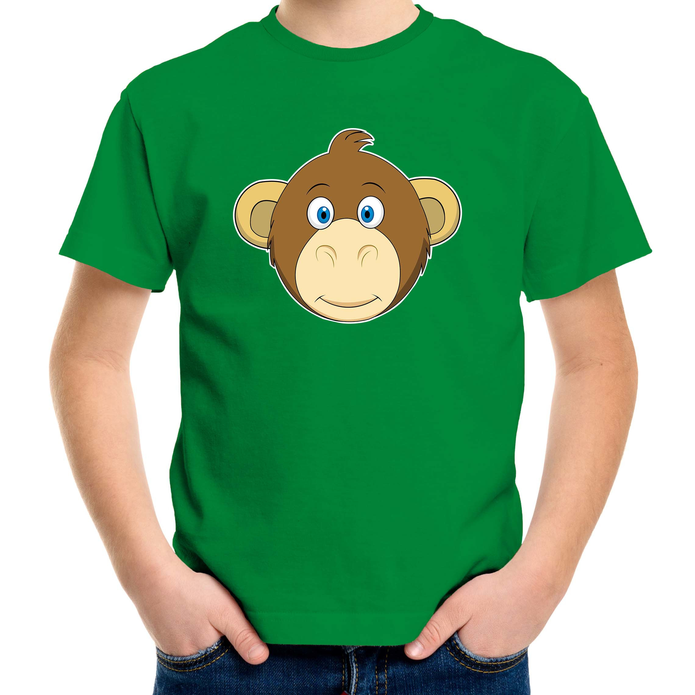 Cartoon aap t-shirt groen voor jongens en meisjes - Cartoon dieren t-shirts kinderen