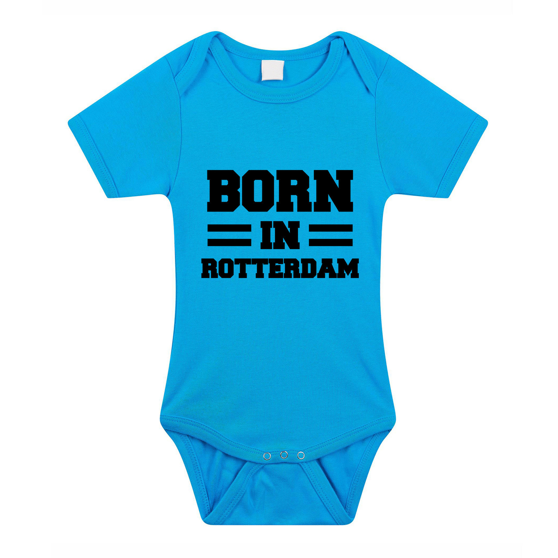 Born in Rotterdam cadeau baby rompertje blauw jongens