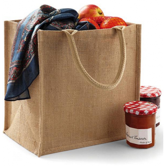 Jute boodschappentas - 14 liter - naturel - shopper - klein - 30 x 30 x 16 cm