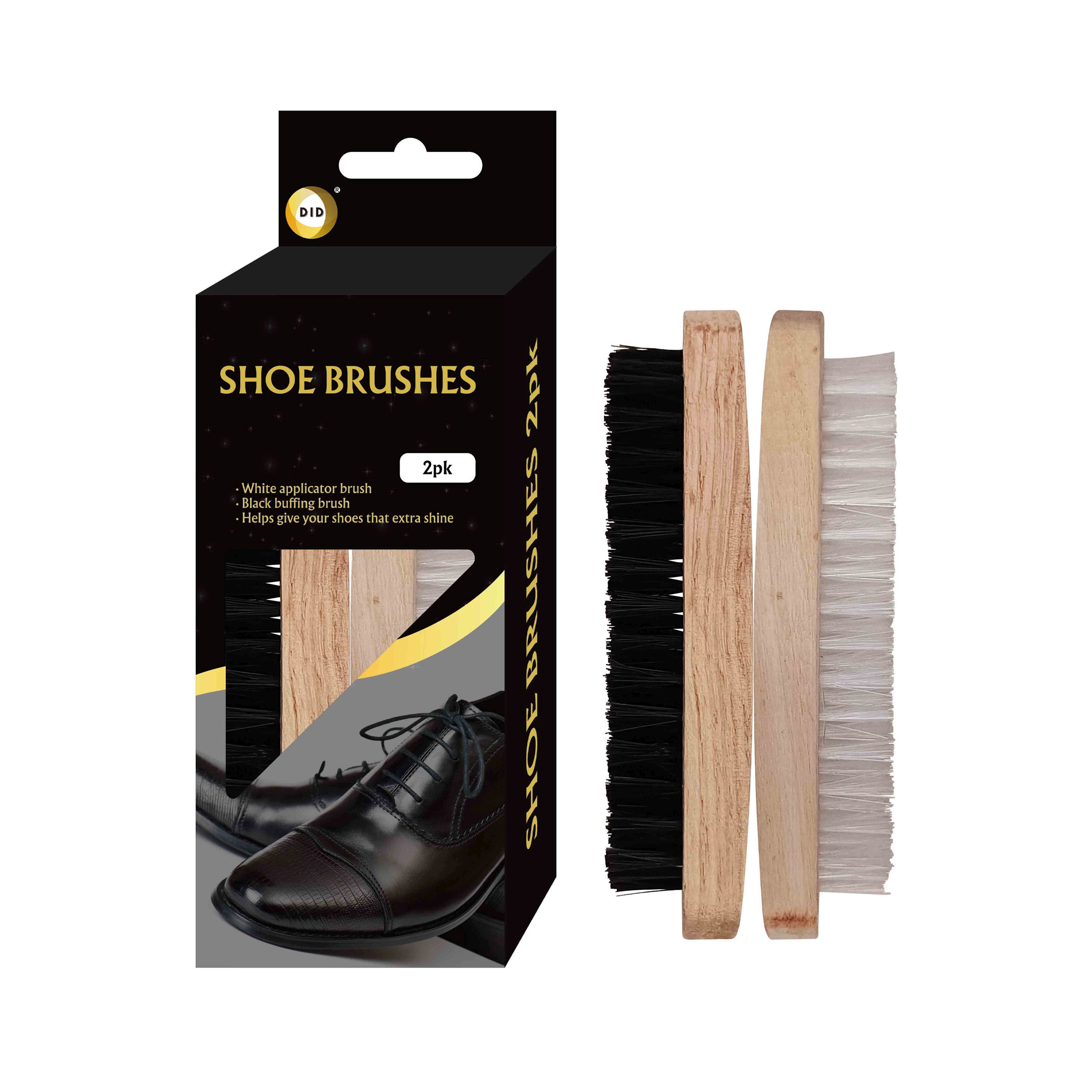 Schoenpoetsborstels - 2x - ovaal - synthetische haren - schoenborstels