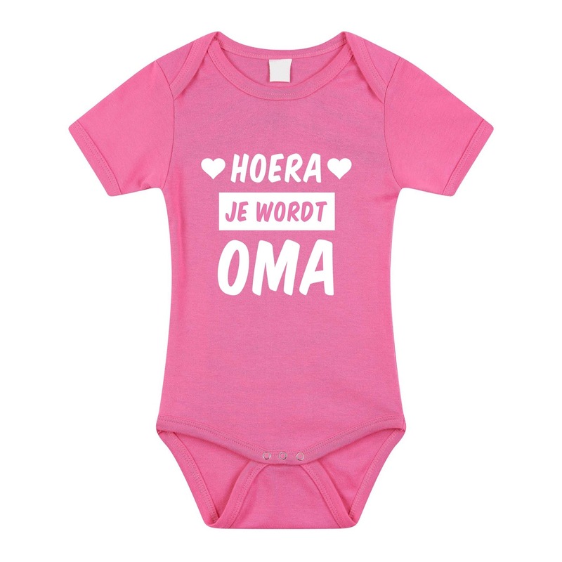 Hoera je wordt oma cadeau baby rompertje roze voor meisjes
