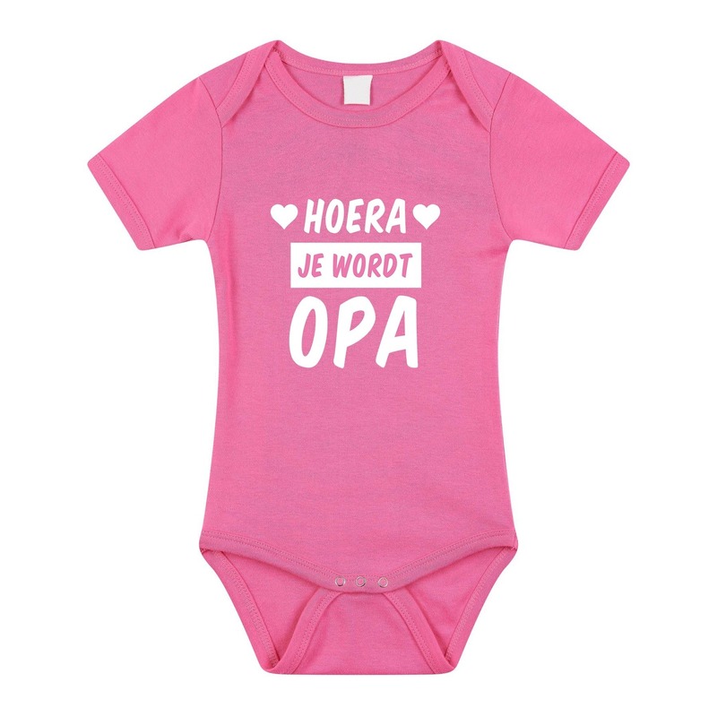 Hoera je wordt opa cadeau baby rompertje roze voor meisjes