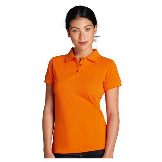 Lemon & Soda Oranje dames poloshirt - korte mouwen - 100% katoen - 200 grams - normal fit