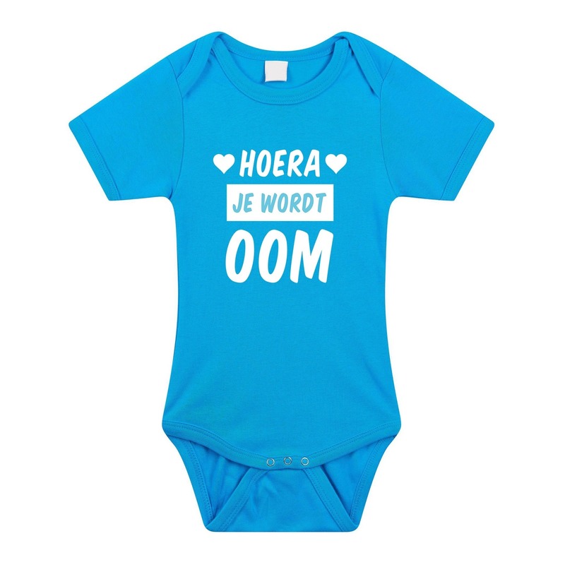 Hoera je wordt oom cadeau baby rompertje blauw voor jongens