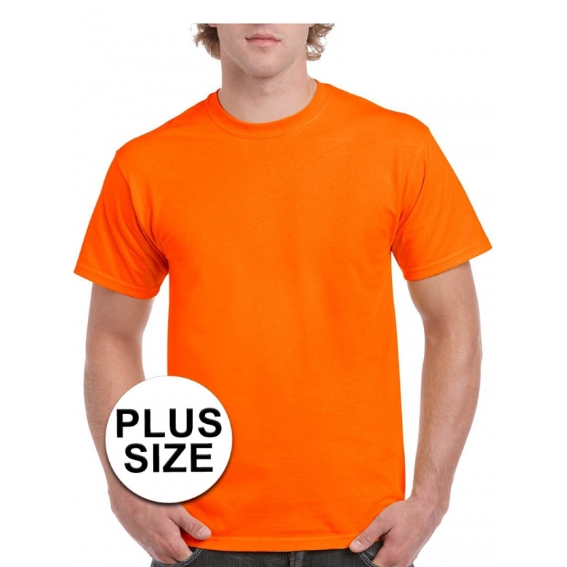 Grote maten t-shirt voor mannen - heren - fel oranje - kleding - ruime pasvorm