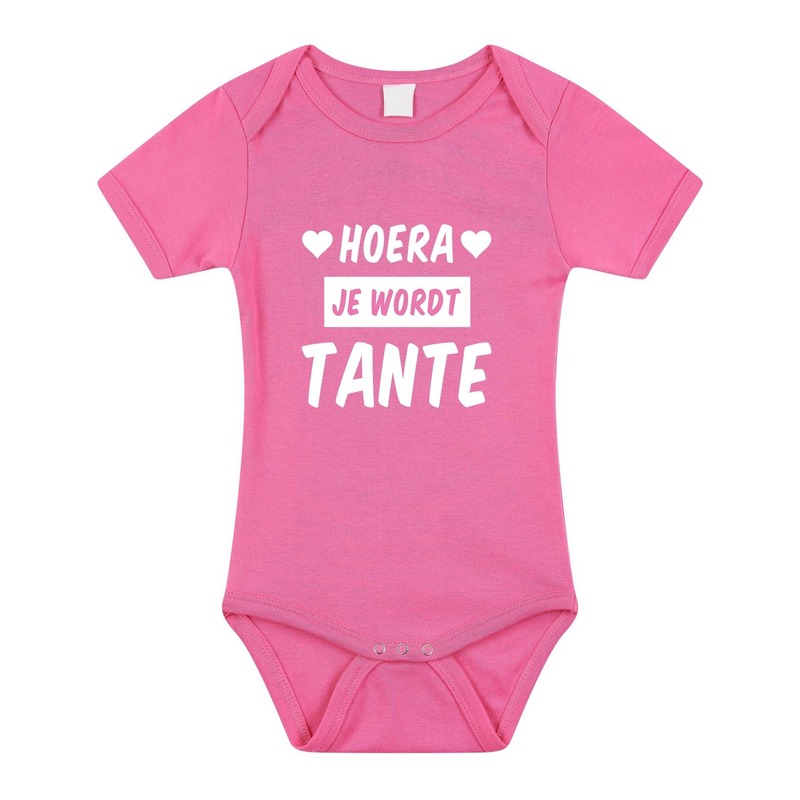 Hoera je wordt tante cadeau baby rompertje roze voor meisjes