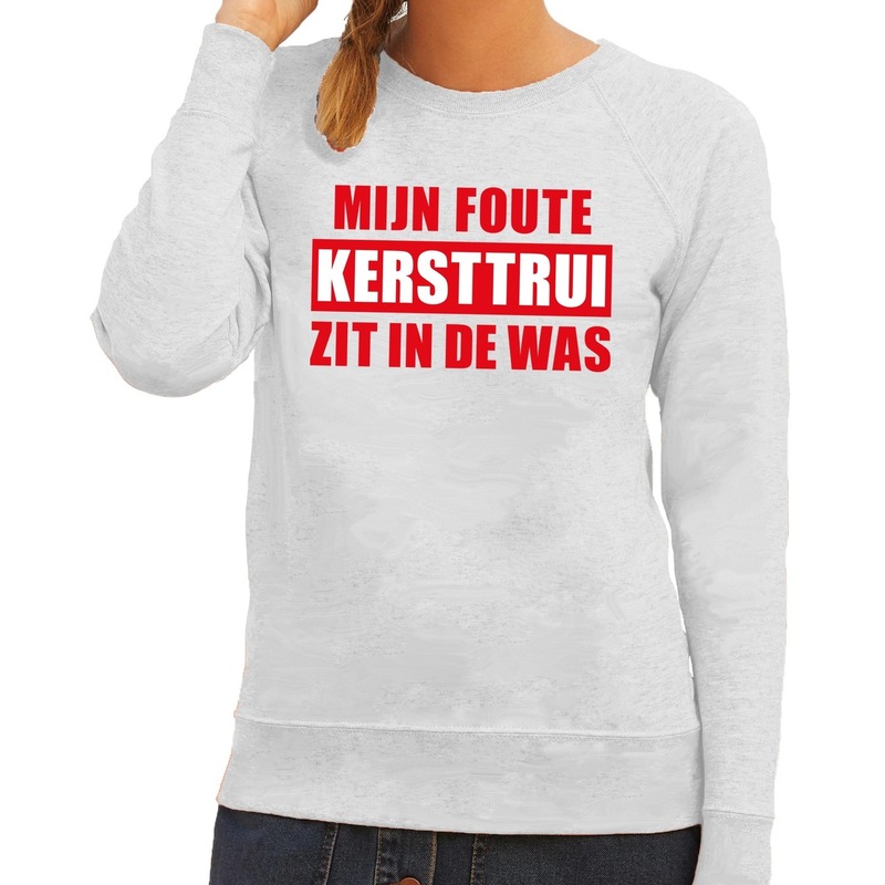 Foute kersttrui - sweater - grijs - Mijn Foute Kersttrui Zit In De Was - voor dames