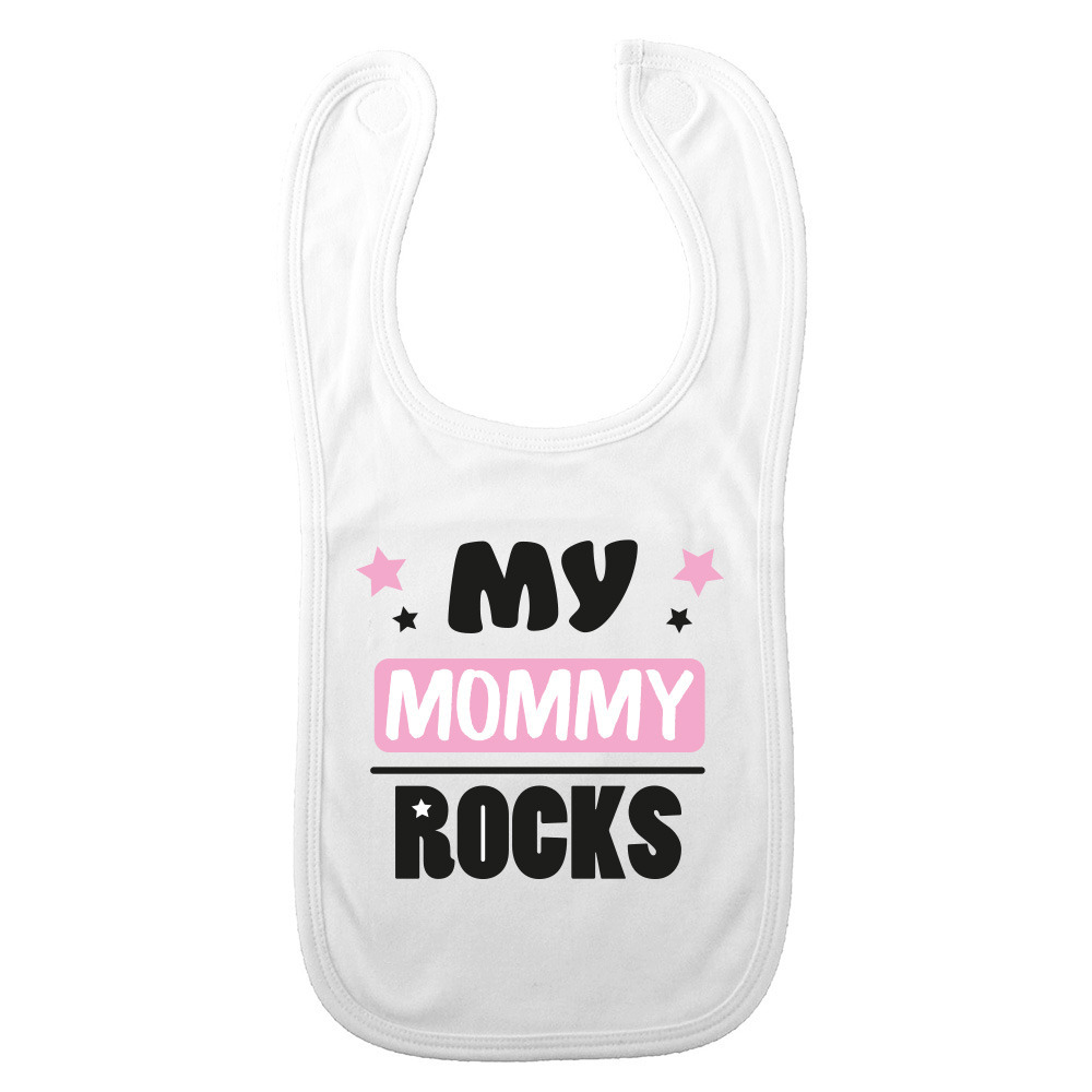 Baby slabbetje - roze - my mommy rocks - kraam cadeau - slab/morsdoek - Moederdag