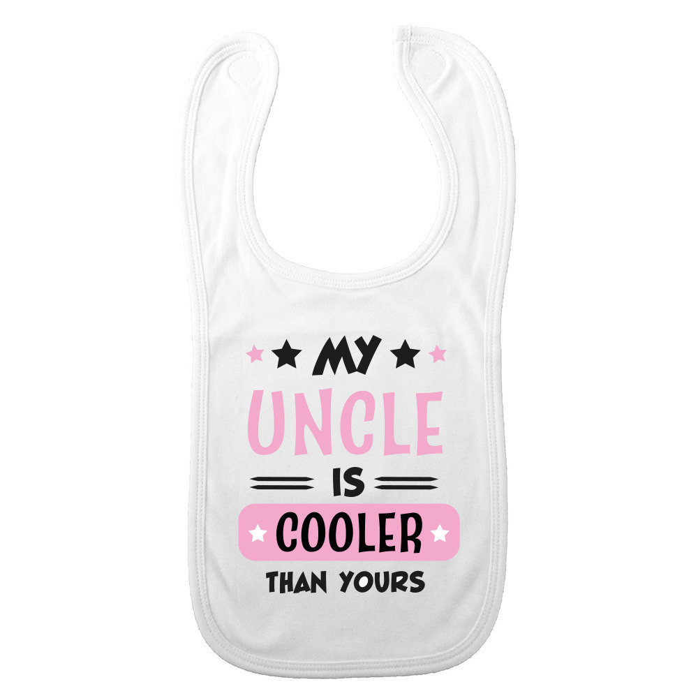 Baby slabbetje - roze - my uncle is cooler than yours - kraam cadeau - slab/morsdoek - oom