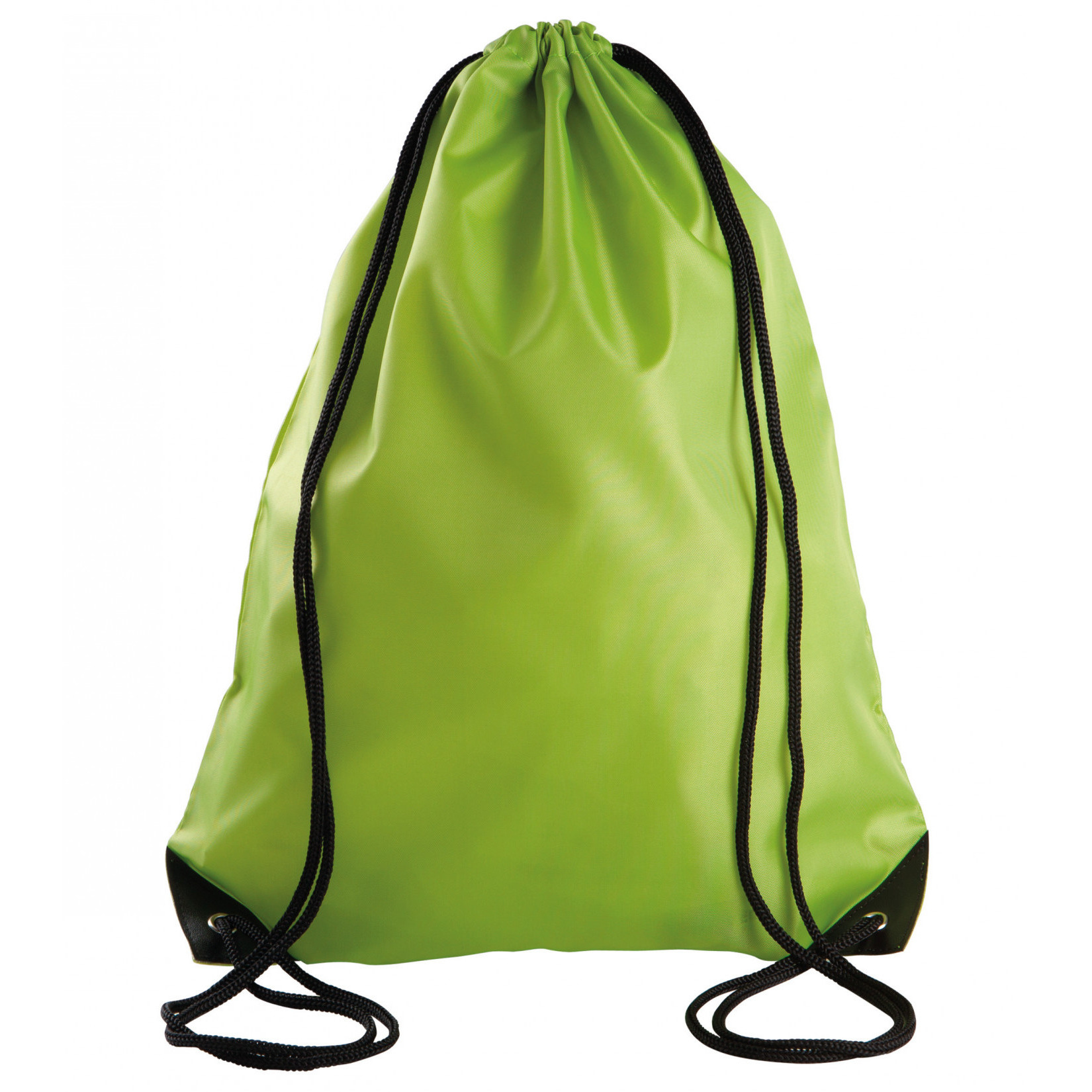 Gymtas met rijgkoord - limegroen - 34 x 44 cm - 11L - sport draagtas - polyester - verstevigde hoeke