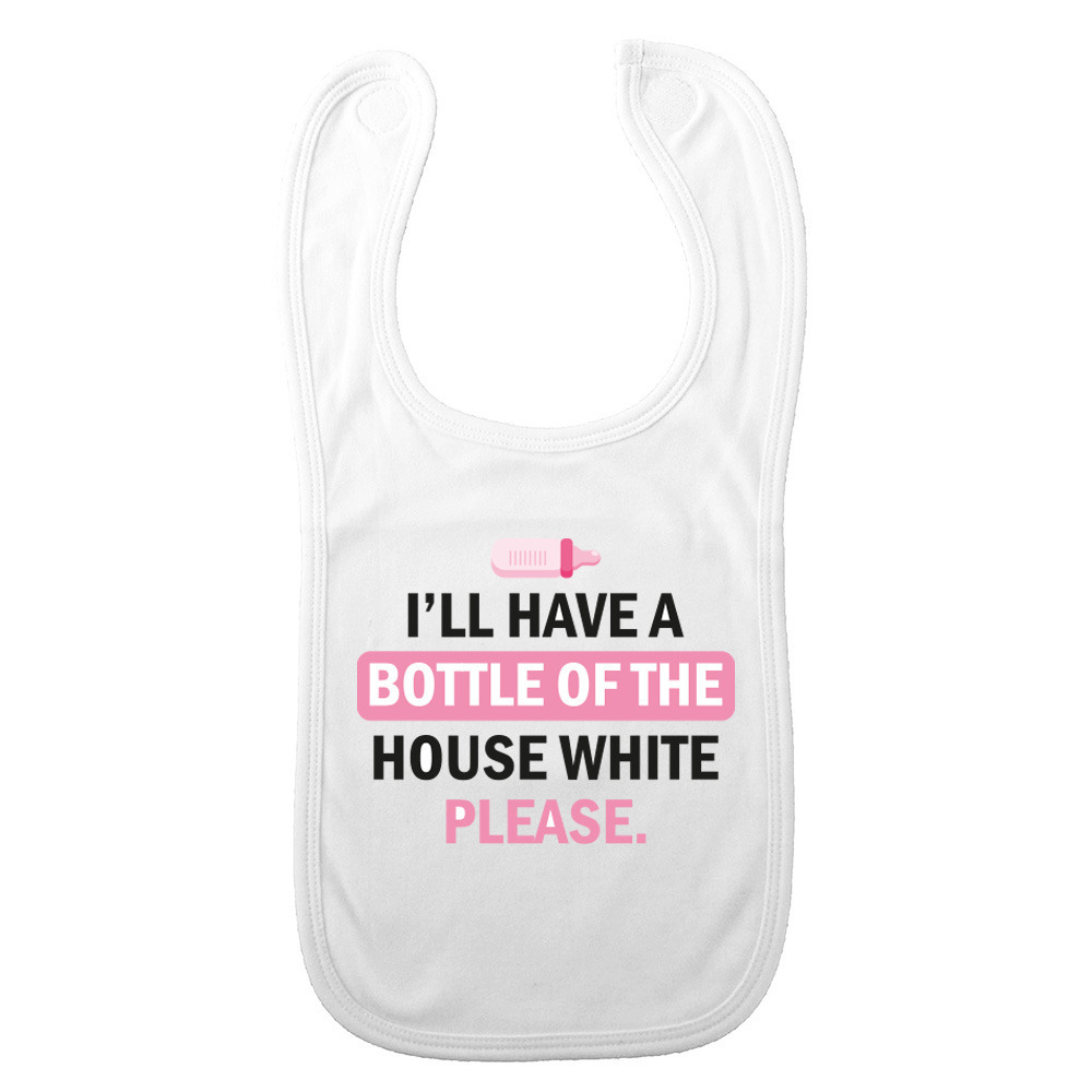 Baby slabbetje - roze - bottle of the house white - kraam cadeau - slab/morsdoek