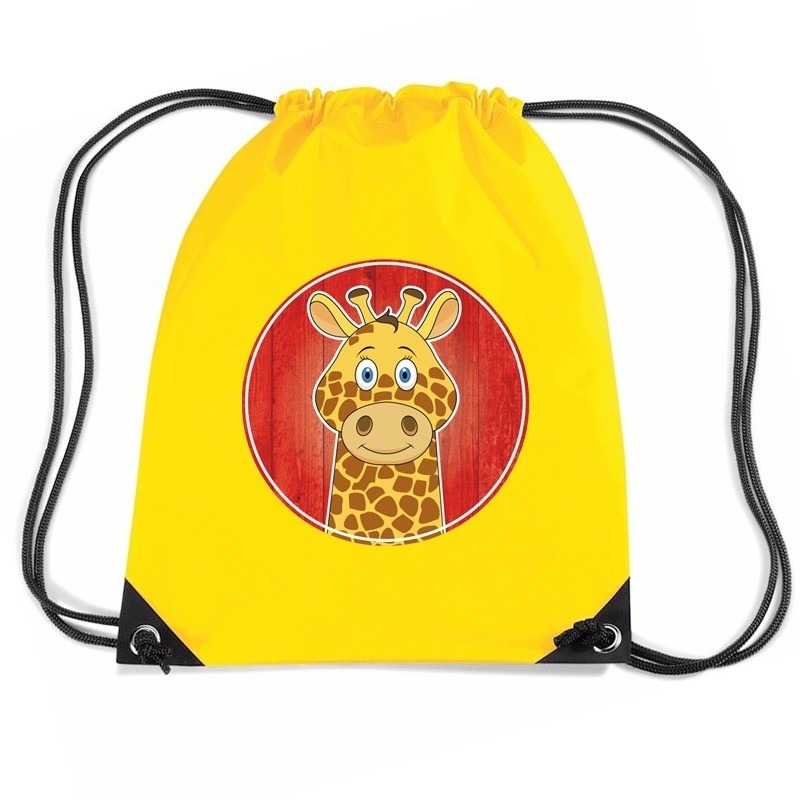 Giraffe thema rugtas - gymtas - geel - voor kinderen - sporttas