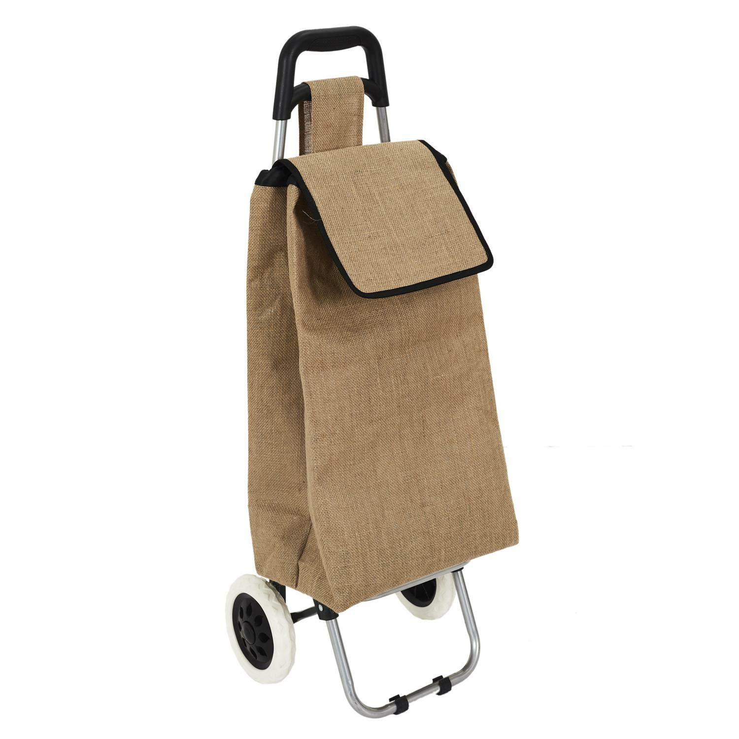 Boodschappentrolley Shopping - jute beige - 31 x 26 x 95 cm - 50 liter - extra groot
