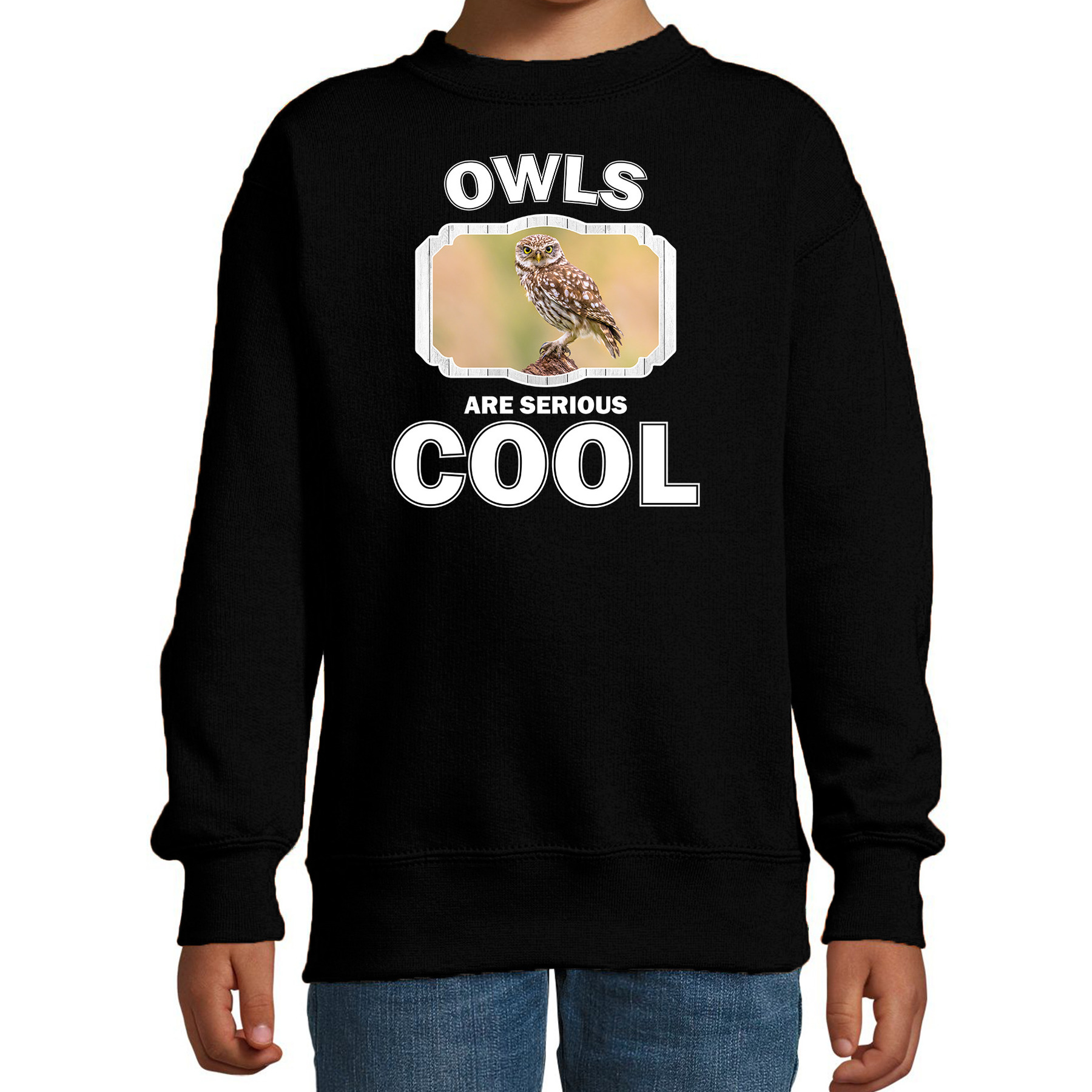 Dieren steenuil sweater zwart kinderen - owls are cool trui jongens en meisjes