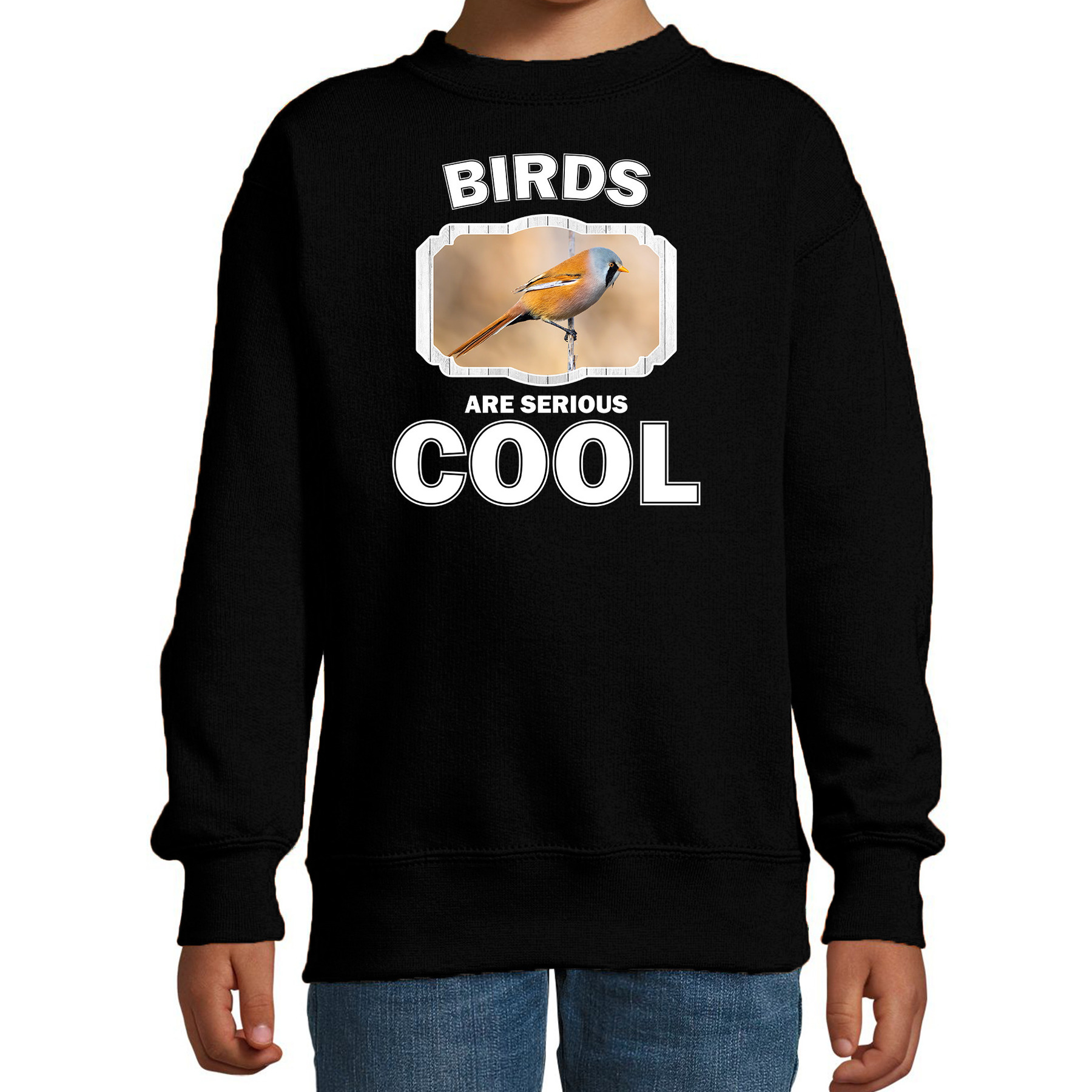 Dieren baardmannetje vogel sweater zwart kinderen - birds are cool trui jongens en meisjes
