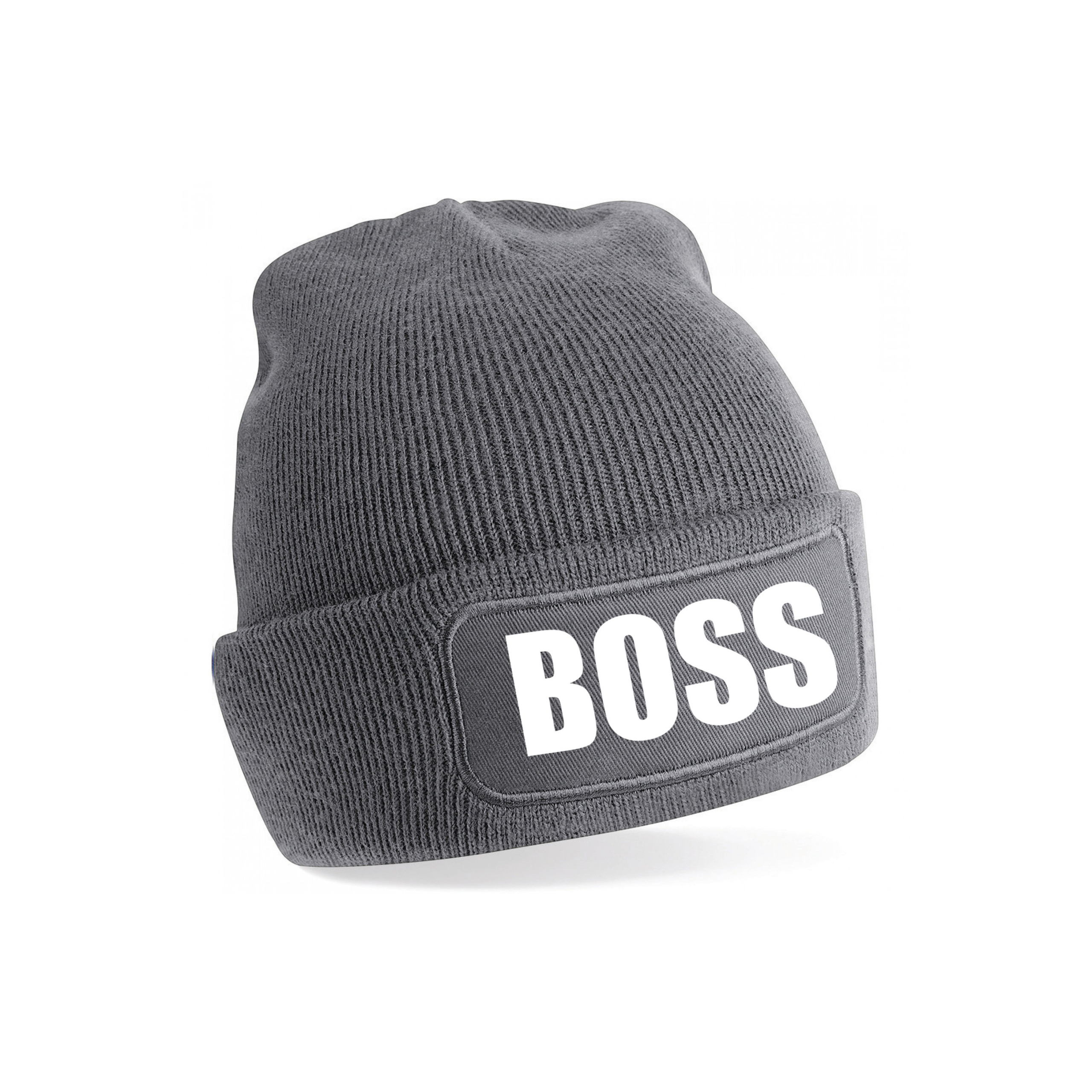 Bellatio Decorations wintermuts - Boss - grijs - voor volwassenen - Wintersport - cadeau muts